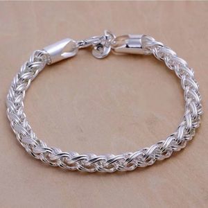 Women's .925 Sterling Silver Stamped 4 MM Twist Braided Bracelet 8"